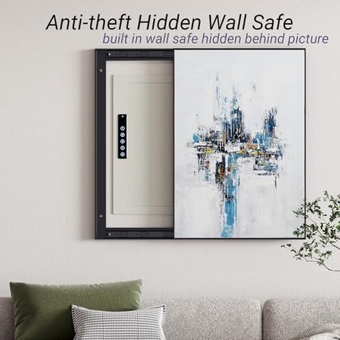 Grimtron Quick Access White Wall Safe with Removable Pegboard & Shelfs, Flat Hidden In Wall Safes Between the Studs 16" Centers, Wall Mount Safe for Cash, Valuables, Document