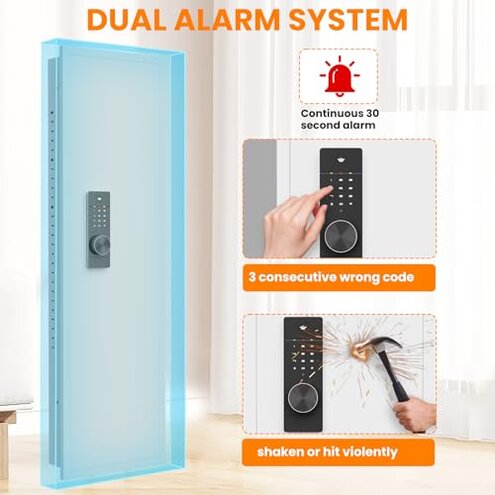 Omethey 53.15" Wall Safe Between the Studs, Hidden Safe with Dual Alarm System and Silent Mode, Wall Gun Safe with 3 Adjustable Shelves and Magnetic Slot (Black-Digital)
