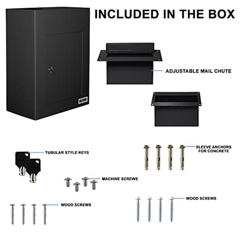 Durabox Through-The-Wall Drop Box Deposit Safe 17 x 13 x 7 - Heavy Duty Steel Mailbox with Lock for Receiving Mail, Checks, Letters, Cash and More for Home, Office and Commercial Use (D700) (Black)