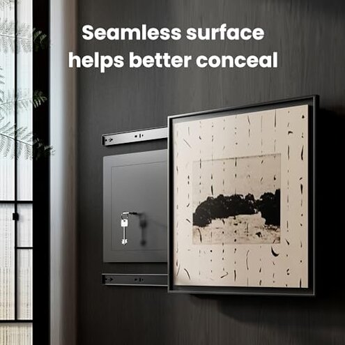 KornerBatl Small Hidden In Wall Safe Between 16" Studs, 0.327 cu ft Security Floor Safe with Removable Pegboard, Key Access Black Wall Safe for Jewelry, Passport, Document Storage