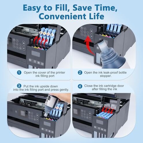 DEEIYUER 502 Ink Refill Bottles ET-2850 ET-3850 ET-4850 ET-15000 502 Ink Compatible for ET 2850 ET 3850 ET-4760 ET-2760 ET-3830 ET 4850 ET 15000 ET-3843 ET-2980 ET-3950 4950 3750 Printer