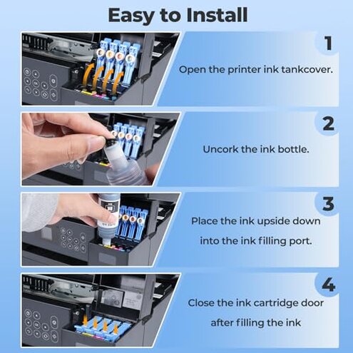 502 Ink Refill Bottles ET-2850 ET-3760 ET-3850 Replacement for 502 Ink Bottles (5 Pack) for ET 2850 ET 3850 ET-4850 ET-2760 ET3760 2850 ET-4760 ET-3830 ET-3843 ET-2750 ET-3750 ET4750 ET-15000 Printer