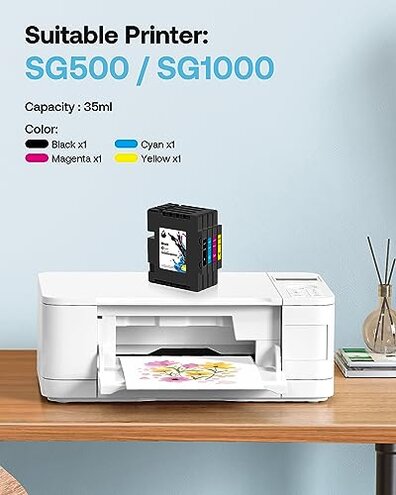 Hiipoo 3.6.0 SG500 SG1000 Sublimation Ink Cartridge Compatible for Sawgrass Virtuoso SG500 SG1000 Printer, Latest Upgrade Chip No AB Serial Number(4-Pack, BK/C/M/Y)