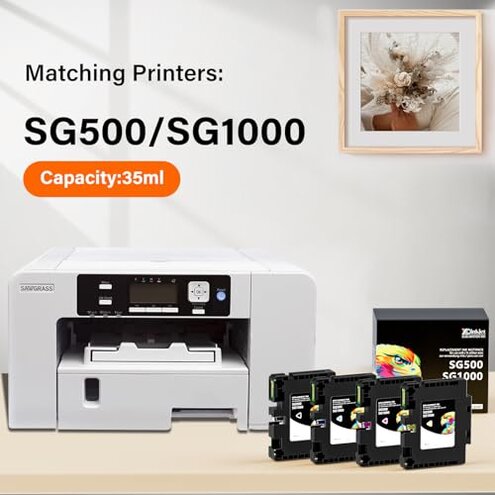 3.9.0 SG500 SG1000 Sublimation Ink Cartridges Compatible Replacement for Sawgrass SG500 SG1000 Printers, Upgraded Chips, Compatible with All Firmware Versions (BK, C, M, Y, 4PK)