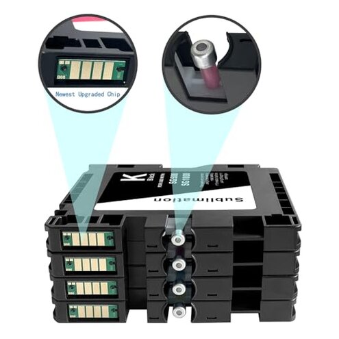 Hallosun SG500 SG1000 Sublimation Ink Cartridge with Latest Upgraded Chip No AB Version Compatible with Sawgrass Virtuoso SG500 SG1000 Printer Pack of 4 (BK/C/M/Y)