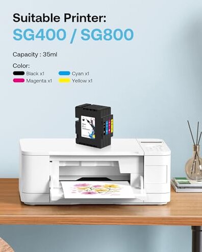 Hiipoo SG400 SG800 Sublimation Ink Cartridge Compatible for Sawgrass Virtuoso SG400 SG800 Printer, Latest Upgraded Chip (1 Black, 1 Cyan, 1 Magenta, 1 Yellow, 4-Pack)