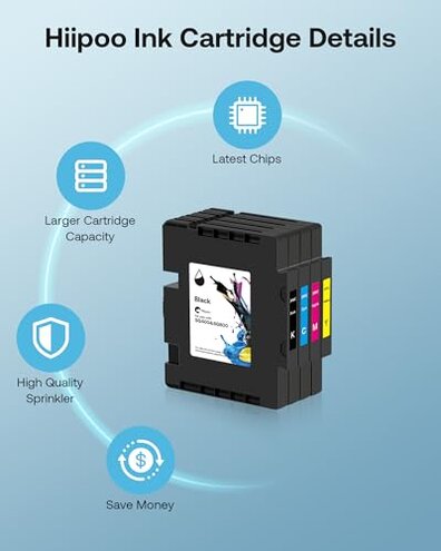 Hiipoo SG400 SG800 Sublimation Ink Cartridge Compatible for Sawgrass Virtuoso SG400 SG800 Printer, Latest Upgraded Chip (1 Black, 1 Cyan, 1 Magenta, 1 Yellow, 4-Pack)