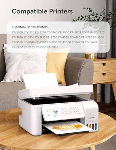 Hiipoo Sublimation Ink Refilled Bottles Compatible for ET2400 ET-2800 ET2720 ET2760 ET2750 ET4800 ET-2803 ET-2850 Inkjet Printers Heat Press Transfer on Mugs T-Shirts