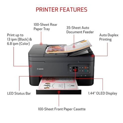 Canon PIXMA TR7020a All-in-One Wireless Color Inkjet Printer, with Duplex Printing, Mobile Printing, and Auto Document Feeder, White