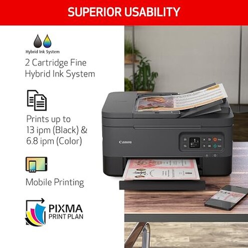 Canon PIXMA TR7020a All-in-One Wireless Color Inkjet Printer, with Duplex Printing, Mobile Printing, and Auto Document Feeder, White