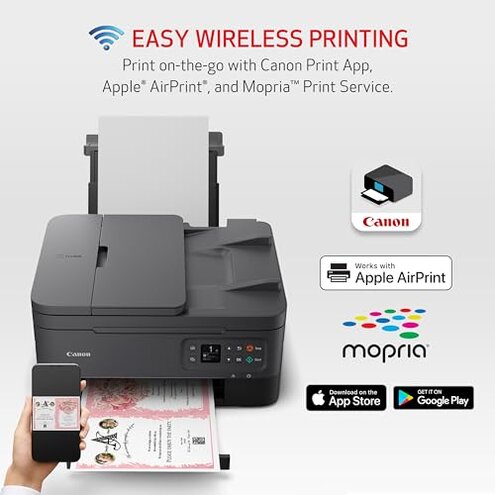 Canon PIXMA TR7020a All-in-One Wireless Color Inkjet Printer, with Duplex Printing, Mobile Printing, and Auto Document Feeder, White