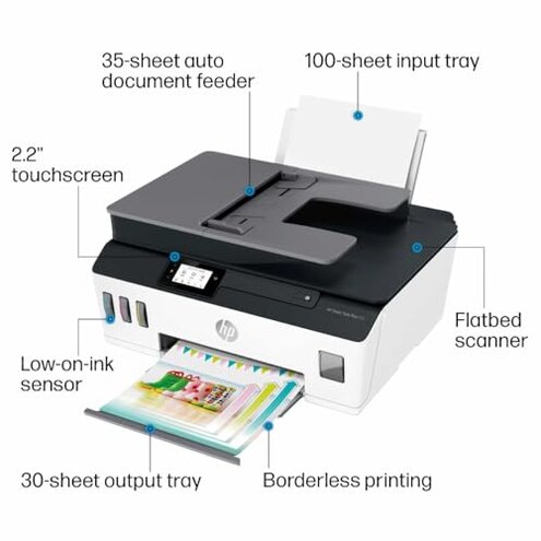 HP Smart Tank Plus 651 Wireless All-in-One Printer, Ink Tank Printer-for-Home Use, up to 2 Years of Ink in Bottles, Auto Document Feeder, Mobile Print, Scan, Copy, Fax (7XV38A)
