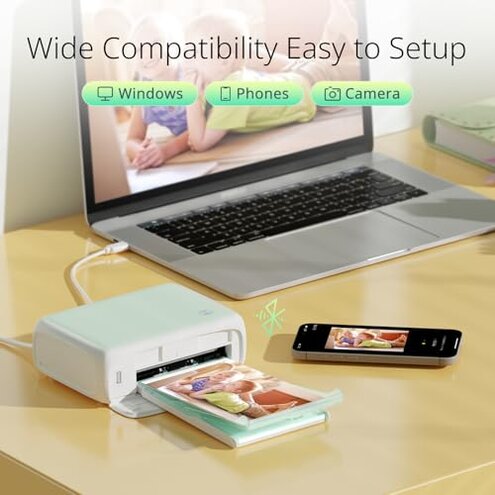 YOTON Photo Printer, Picture Printer with 54 Sheets (4"x6") & 1 Ink Ribbon, Support AR Video Printing, Wi-Fi Connection, Portable Photo Printer for iPhone/Android/Laptop