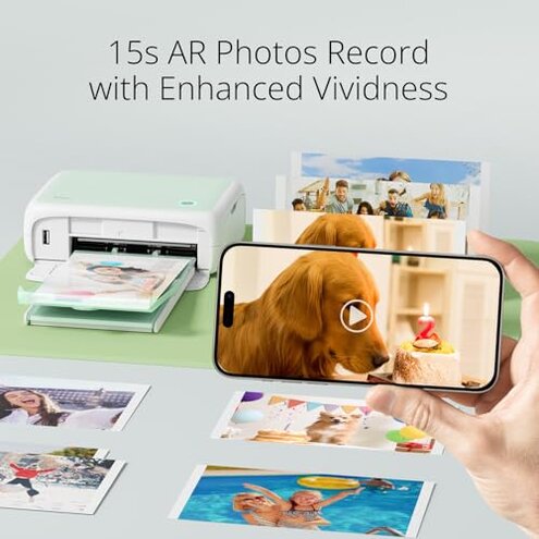 YOTON Photo Printer, Picture Printer with 54 Sheets (4"x6") & 1 Ink Ribbon, Support AR Video Printing, Wi-Fi Connection, Portable Photo Printer for iPhone/Android/Laptop