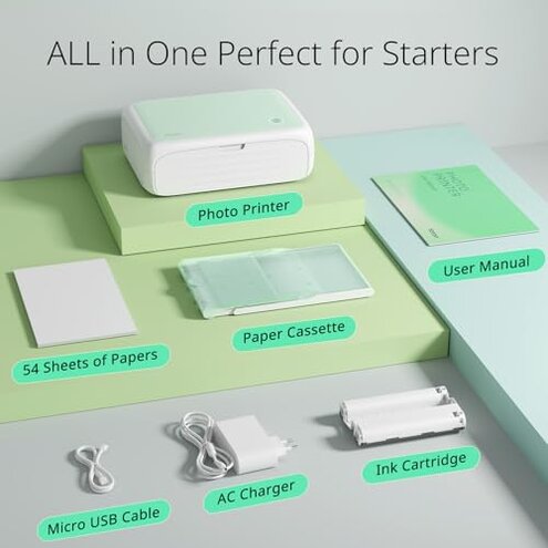 YOTON Photo Printer, Picture Printer with 54 Sheets (4"x6") & 1 Ink Ribbon, Support AR Video Printing, Wi-Fi Connection, Portable Photo Printer for iPhone/Android/Laptop