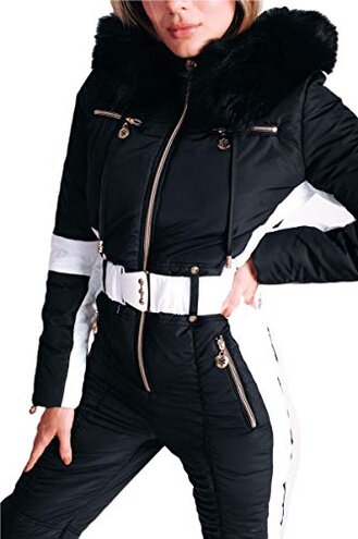 Yousify Womens Winter Onesie Ski Jumpsuits Outdoor Sports Waterproof Snowsuit Removable Fur Collar Coat Jumpsuit&hellip;