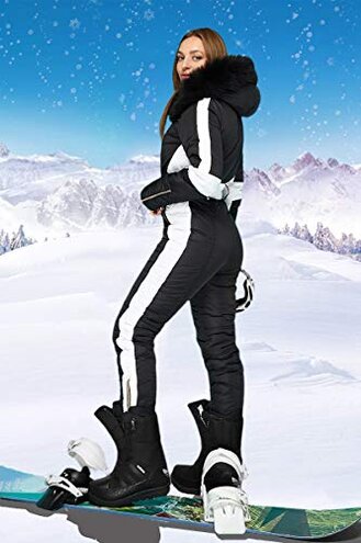 Yousify Womens Winter Onesie Ski Jumpsuits Outdoor Sports Waterproof Snowsuit Removable Fur Collar Coat Jumpsuit&hellip;