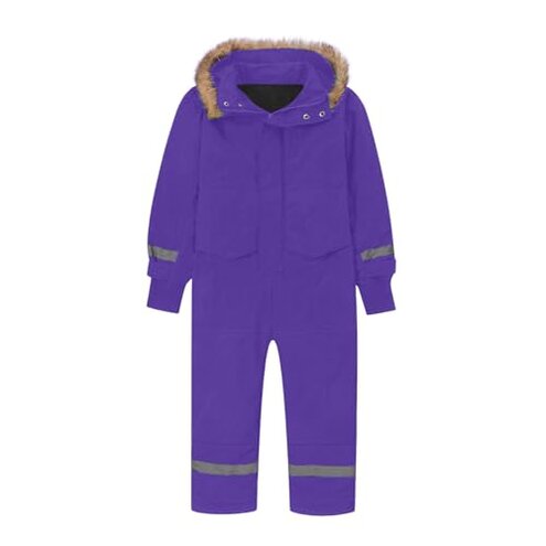 One Piece Snowsuits for Kids Boys Girls Ski Suit with Fur Hood Windproof Thick Winter Overalls Warm Thermal Snow Suit