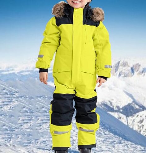 Kids One Piece Snowsuit Waterproof Ski Suits Jackets Winter Overalls Girls Snowboarding Coveralls Coats with Pockets