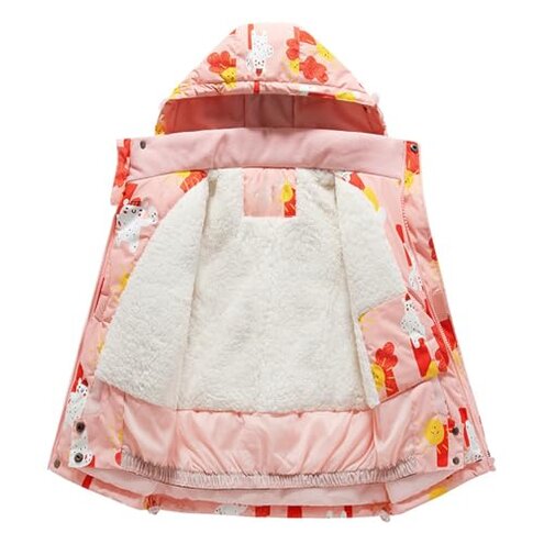 Boys Girls Ski Pants Set Zipper Waterproof Thermal Hoodie Ski Jacket Windproof Overall Set Cute (Hot Pink, 9-10 Years)