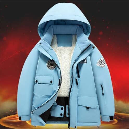 Boys Girls Ski Overall Set Zipper Thermal Hoodie Jacket Windproof Winter Warm Pants Set Waterproof (Black, 10-11 Years)