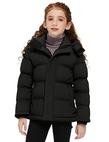ZSHOW Girl's Snowboarding Winter Coats Windproof Warm Outerwear Snow Puffer Jacket(Black,14-16)