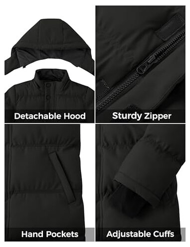 ZSHOW Girl's Snowboarding Winter Coats Windproof Warm Outerwear Snow Puffer Jacket(Black,14-16)