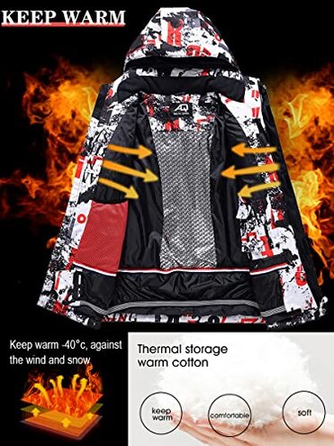 WOWULOVELY Men's Ski Jacket and Pants Set Winter Windproof Ski Suit Snowboarding Suit Mountain Snow Snowboard Snowsuit (133E Black,L)