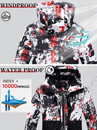 WOWULOVELY Men's Ski Jacket and Pants Set Winter Windproof Ski Suit Snowboarding Suit Mountain Snow Snowboard Snowsuit (133E Black,L)