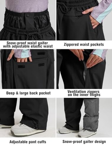 GSOU SNOW Ski Suit Men Snowboard Jacket and Pants Set Baggy Snow 2 Piece Outfits Waterproof Insulated for Women Winter Sport