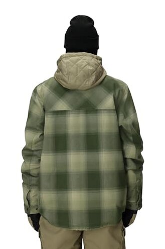 686 Men's Woodland Insulated Jacket - Winter Clothing with Removable Hood & Ski Pass Pocket - Water & Weather Resistant - Sage Plaid, Large