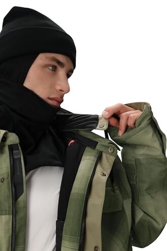 686 Men's Woodland Insulated Jacket - Winter Clothing with Removable Hood & Ski Pass Pocket - Water & Weather Resistant - Sage Plaid, Large