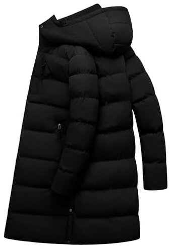 CTFASHION Mens Parka Winter Coats Bubble Coat Extra Long Puffer Jacket Quilted Snow Warm Thicken Padded Insulated Hooded Cotton Removable Grey S