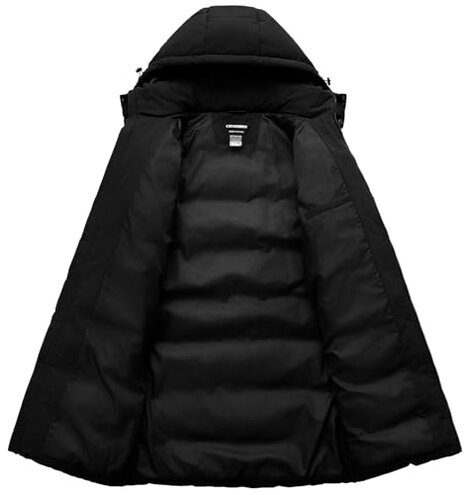 CTFASHION Mens Parka Winter Coats Bubble Coat Extra Long Puffer Jacket Quilted Snow Warm Thicken Padded Insulated Hooded Cotton Removable Grey S