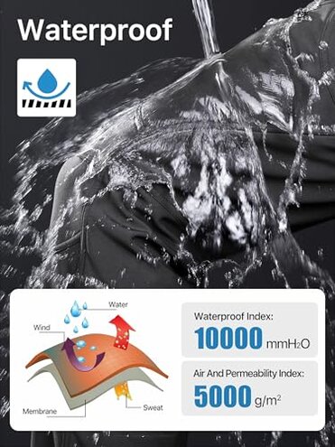 FREE SOLDIER Men's Fleece Lined Outdoor Cargo Hiking Pants Water Repellent Softshell Snow Ski Pants with Zipper Pockets (Black 32W x 30L)