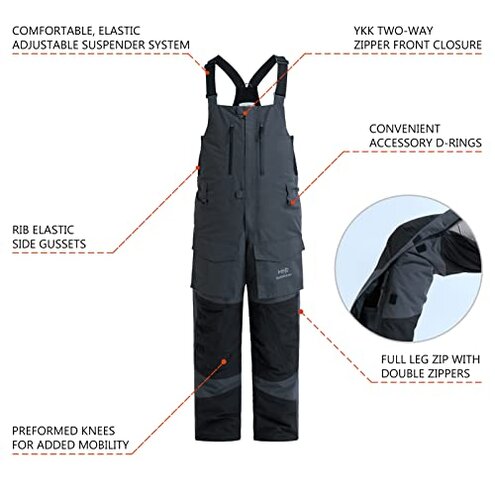 BASSDASH Splice Men’s Insulated Waterproof Fishing Hunting Bibs Ripstop Breathable Snow Pants