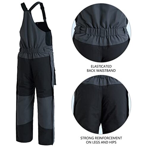 BASSDASH Splice Men’s Insulated Waterproof Fishing Hunting Bibs Ripstop Breathable Snow Pants