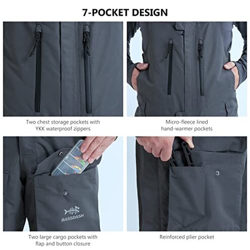 BASSDASH Splice Men’s Insulated Waterproof Fishing Hunting Bibs Ripstop Breathable Snow Pants
