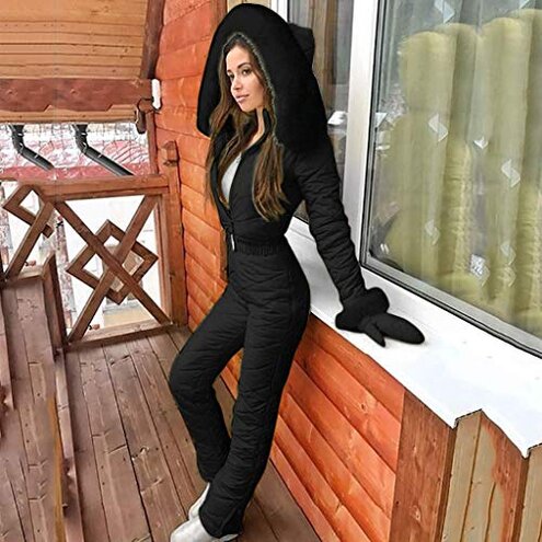 ZWRXW Ski Suit Women Winter Onesies Ski Jumpsuits Outdoor Sports Waterproof Snowsuit Warm Insulated Overall Snowboarding Gear