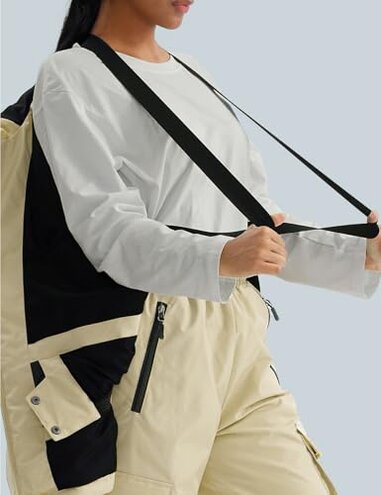 GEMYSE Women's Ski Snow Jackets and Pants Set Windproof Waterproof Snowsuit Warm Winter Snowboarding Insulated Coat(Apricot Illusion White,Small)