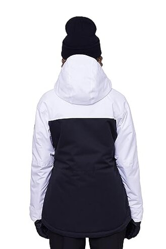 686 Women's Athena Jacket - Insulated Coat with 2-Layer Fabric Design, Modern Fit and Taped Seams - Water & Weather Resistant - White Geo Colorblock, X-Small