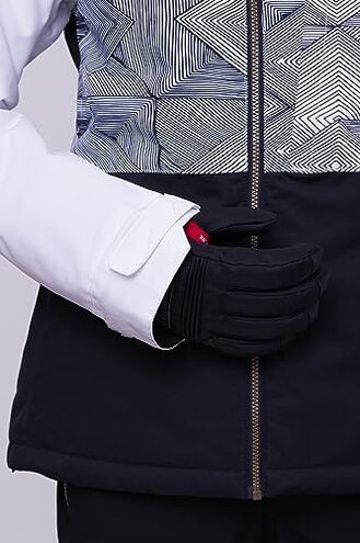 686 Women's Athena Jacket - Insulated Coat with 2-Layer Fabric Design, Modern Fit and Taped Seams - Water & Weather Resistant - White Geo Colorblock, X-Small