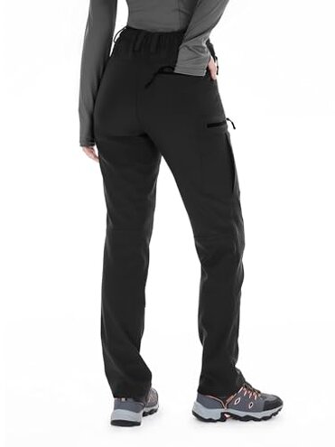 Wespornow Women's-Snow-Ski-Pants Fleece-Lined-Waterproof-Hiking-Pants Softshell Insulated Pants for Winter Outdoor Snowboard (Black, Medium)