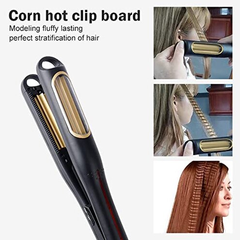 Hann Auto Hair Crimping Iron - Volumizing Fluffy Hairstyle Curler, Corrugation Crimper, Anti Static - Adjustable Temperature for All Hair Types