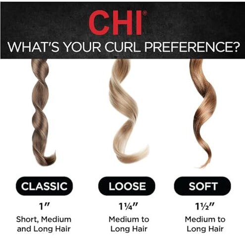 CHI Ceramic Curling Iron, Hair Curler for Smooth & Shiny Curls, Adjustable Temperature & Automatic Shut-Off, 1" Barrel, Black