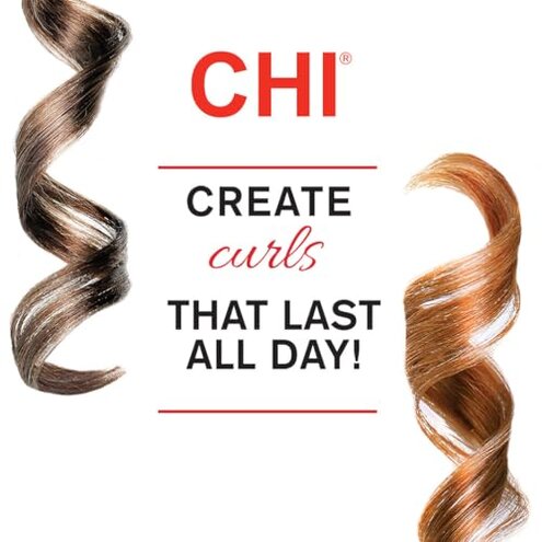 CHI Ceramic Curling Iron, Hair Curler for Smooth & Shiny Curls, Adjustable Temperature & Automatic Shut-Off, 1" Barrel, Black