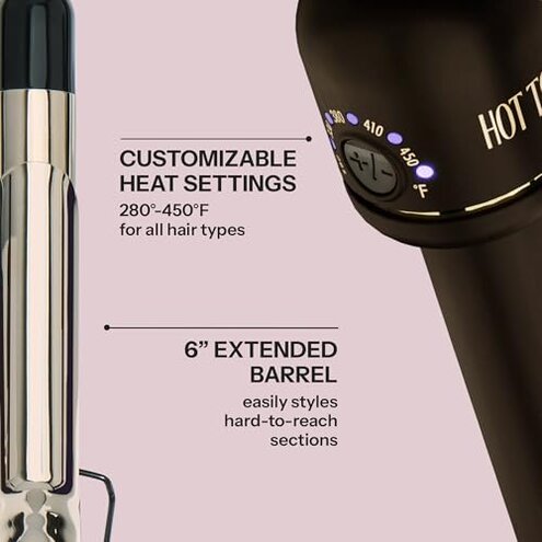HOT TOOLS 24K Gold Professional 1 1/2" Extended Barrel Curling Iron with Clamp for Loose Curls - 24K Gold Technology for Long-Lasting Results & Longer Barrel for Easy Styling