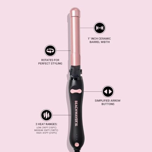 Beachwaver B1 Rotating Curling Iron - Automatic 1 Inch Ceramic - Easy-to-Use Spinning Wand for Long-Lasting Waves - Auto-Shut Off and Dual Voltage (BW160)