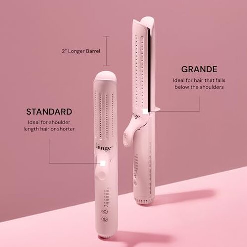 L'ANGE HAIR Le Duo Grande 360&deg; Airflow Styler | 2-in-1 Curling Wand & Titanium Flat Iron Professional Hair Straightener and Curler with Cooling Air Vents to Lock in Style (Blush)