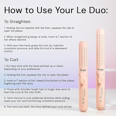 L'ANGE HAIR Le Duo Grande 360&deg; Airflow Styler | 2-in-1 Curling Wand & Titanium Flat Iron Professional Hair Straightener and Curler with Cooling Air Vents to Lock in Style (Blush)